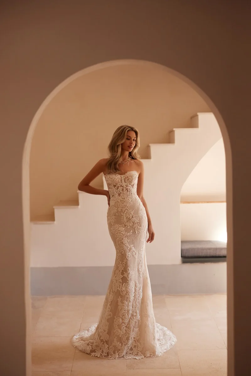 Fit and Flare Kleid mit Spitze und offenem Rücken